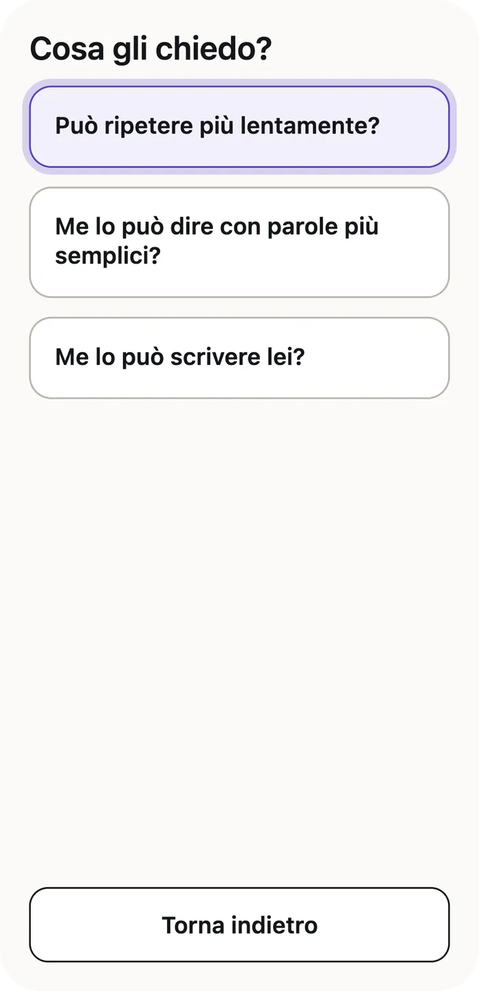 Le tre richieste di chiarimento, una sotto l'altra